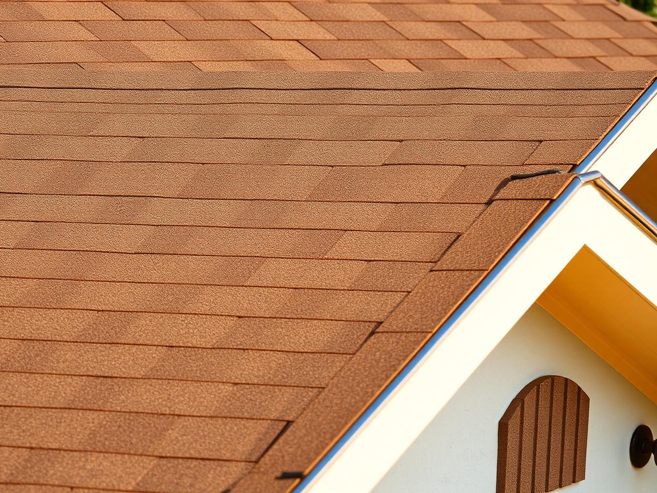 Close-up of finished asphalt shingle roof